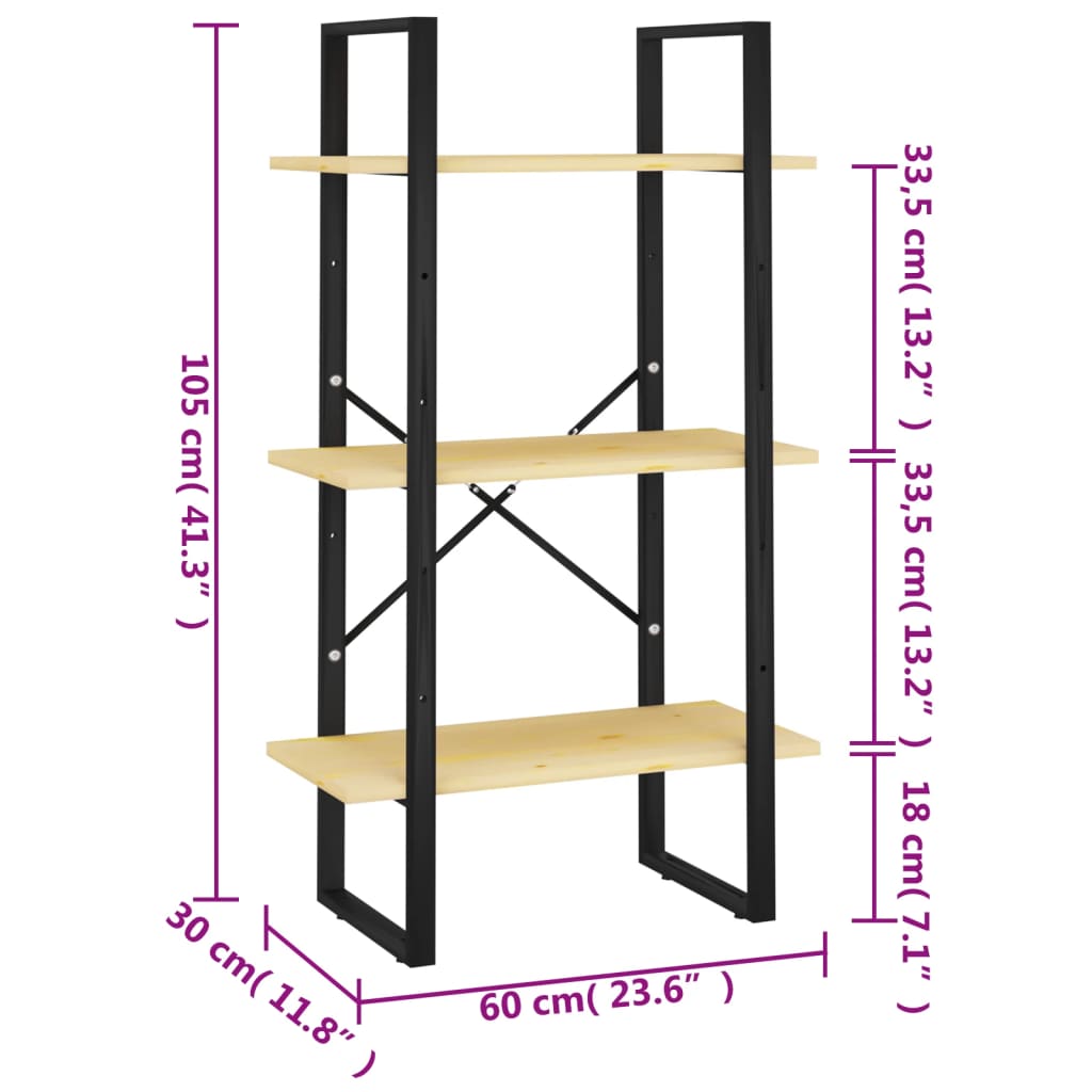 Scaffale Portaoggetti 60x30x105 cm in Legno Massello di Pino | homemem39