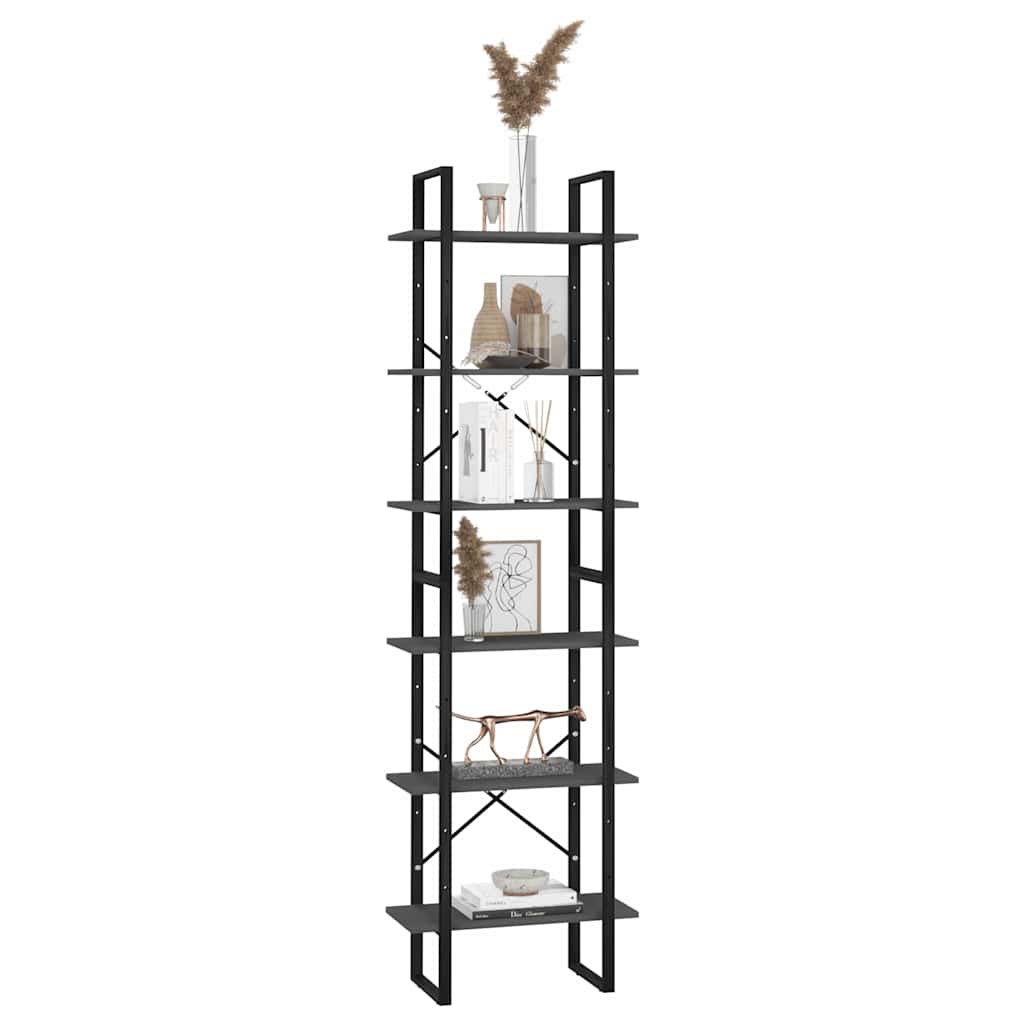 Scaffale Portaoggetti Grigio 60x30x210 cm in Legno Multistrato