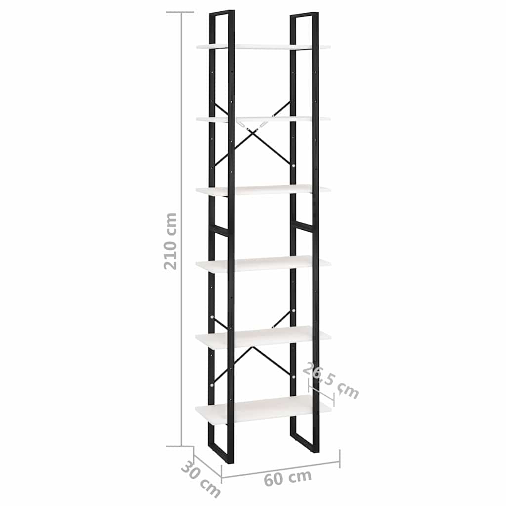 Scaffale Bianco 60x30x210 cm in Legno Massello di Pino