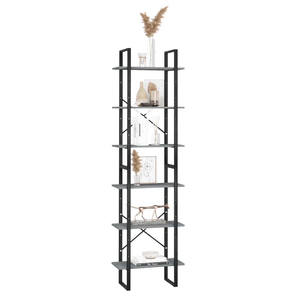 Scaffale Grigio 60x30x210 cm in Legno Massello di Pino | homemem39