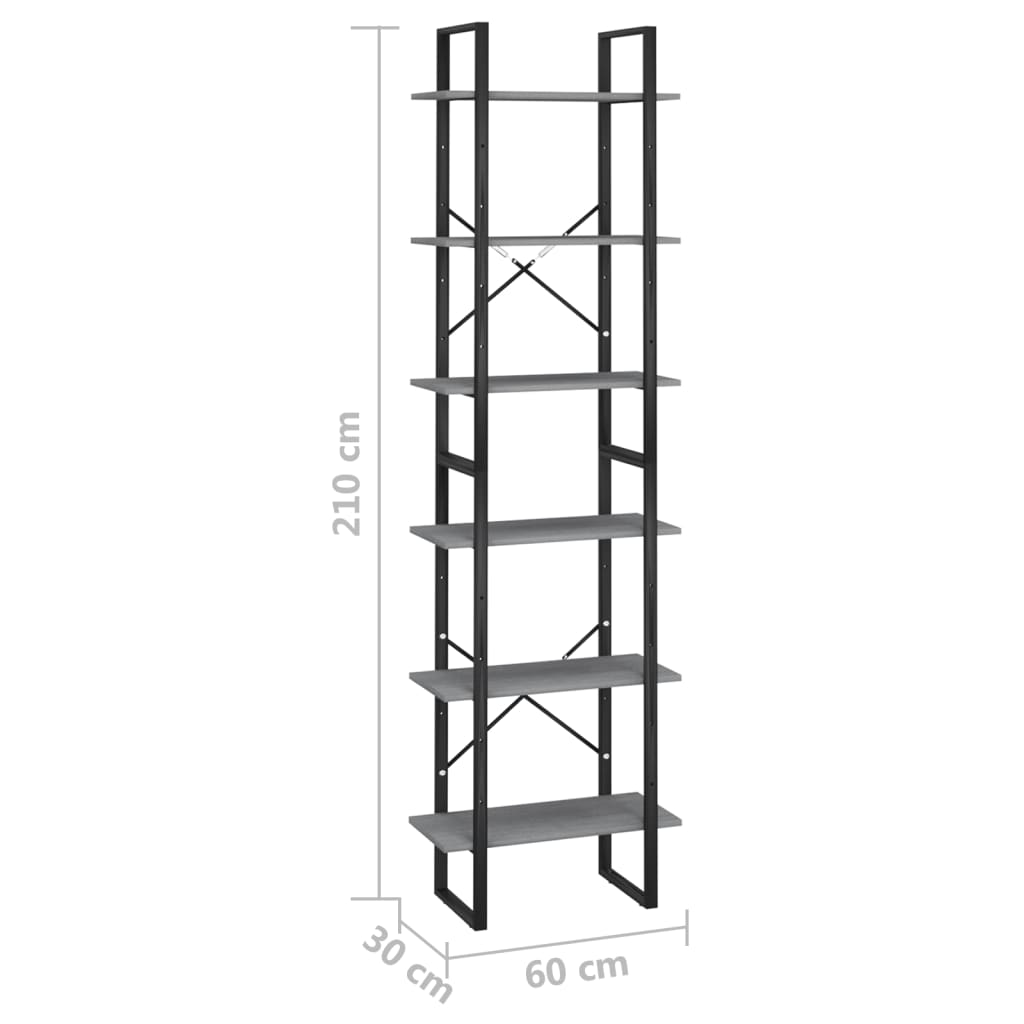 Scaffale Grigio 60x30x210 cm in Legno Massello di Pino | homemem39
