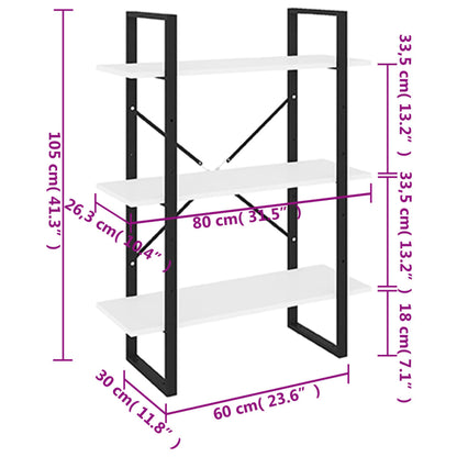 Libreria Bianca 80x30x105 cm in Legno Multistrato | homemem39