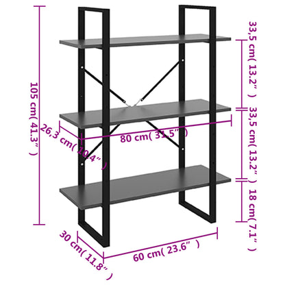 Libreria Grigia 80x30x105 cm in Legno Multistrato | homemem39