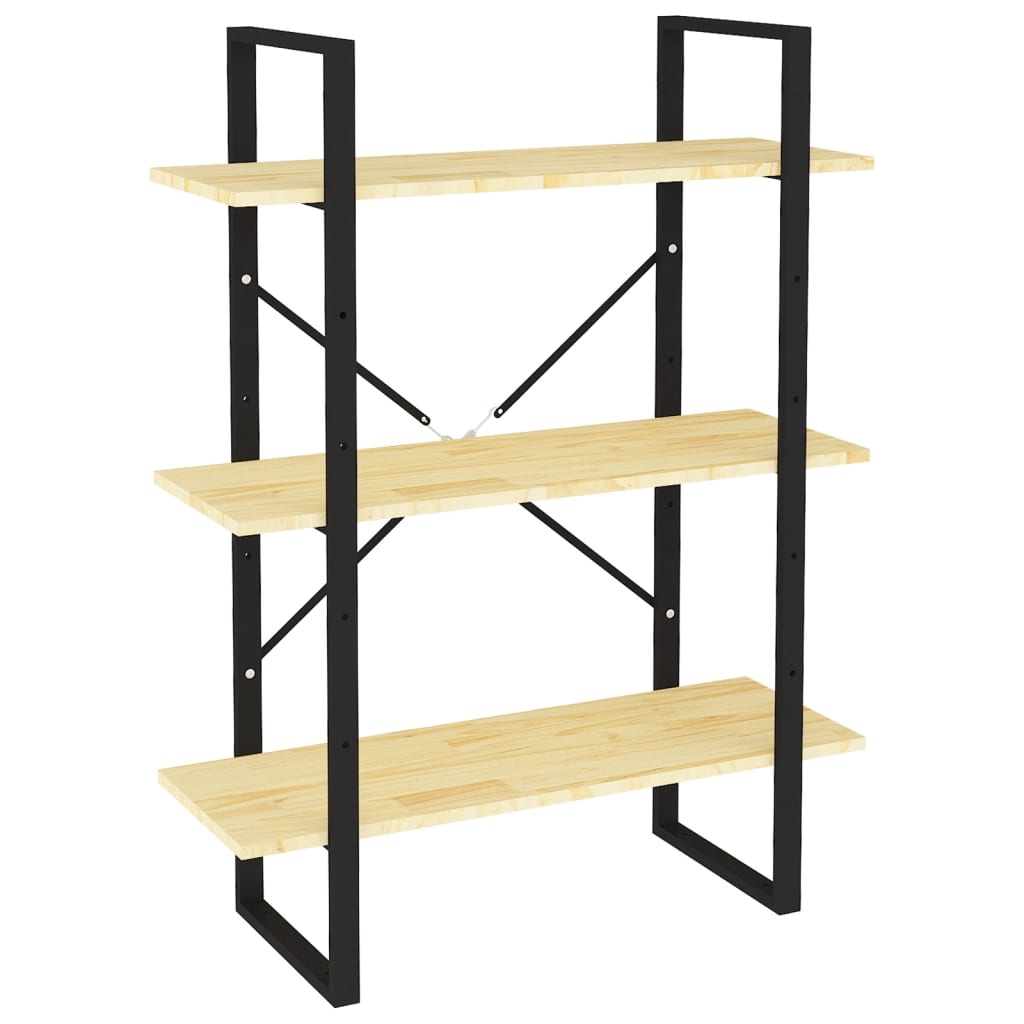 Libreria a 3 Ripiani 80x30x105 cm in Legno Massello di Pino | homemem39