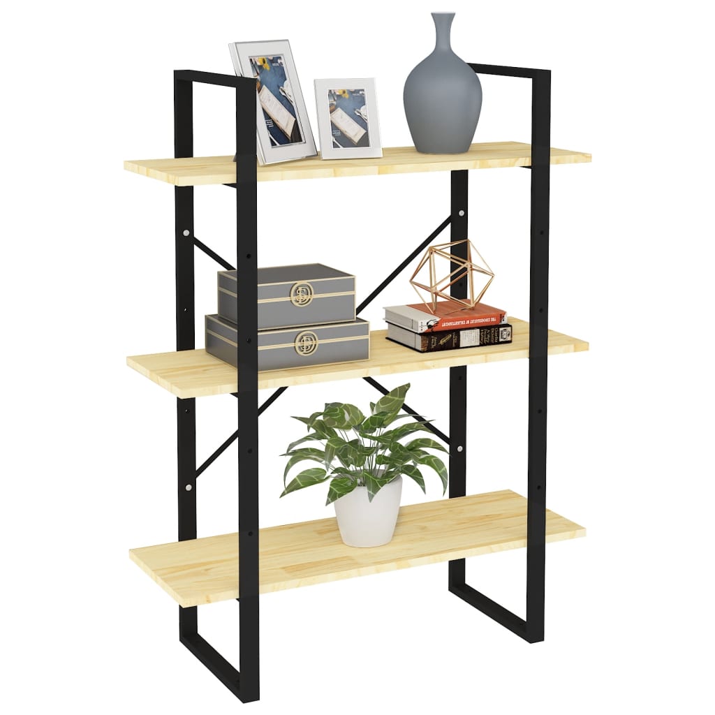 Libreria a 3 Ripiani 80x30x105 cm in Legno Massello di Pino | homemem39