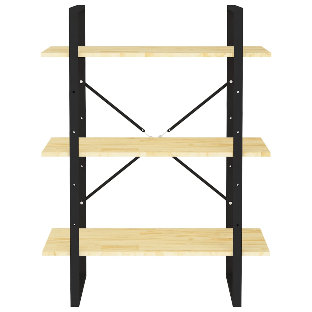 Libreria a 3 Ripiani 80x30x105 cm in Legno Massello di Pino | homemem39