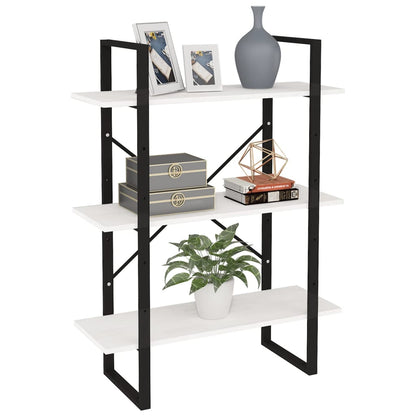 Libreria a 3 Ripiani Bianca 80x30x105 cm in Massello di Pino | homemem39