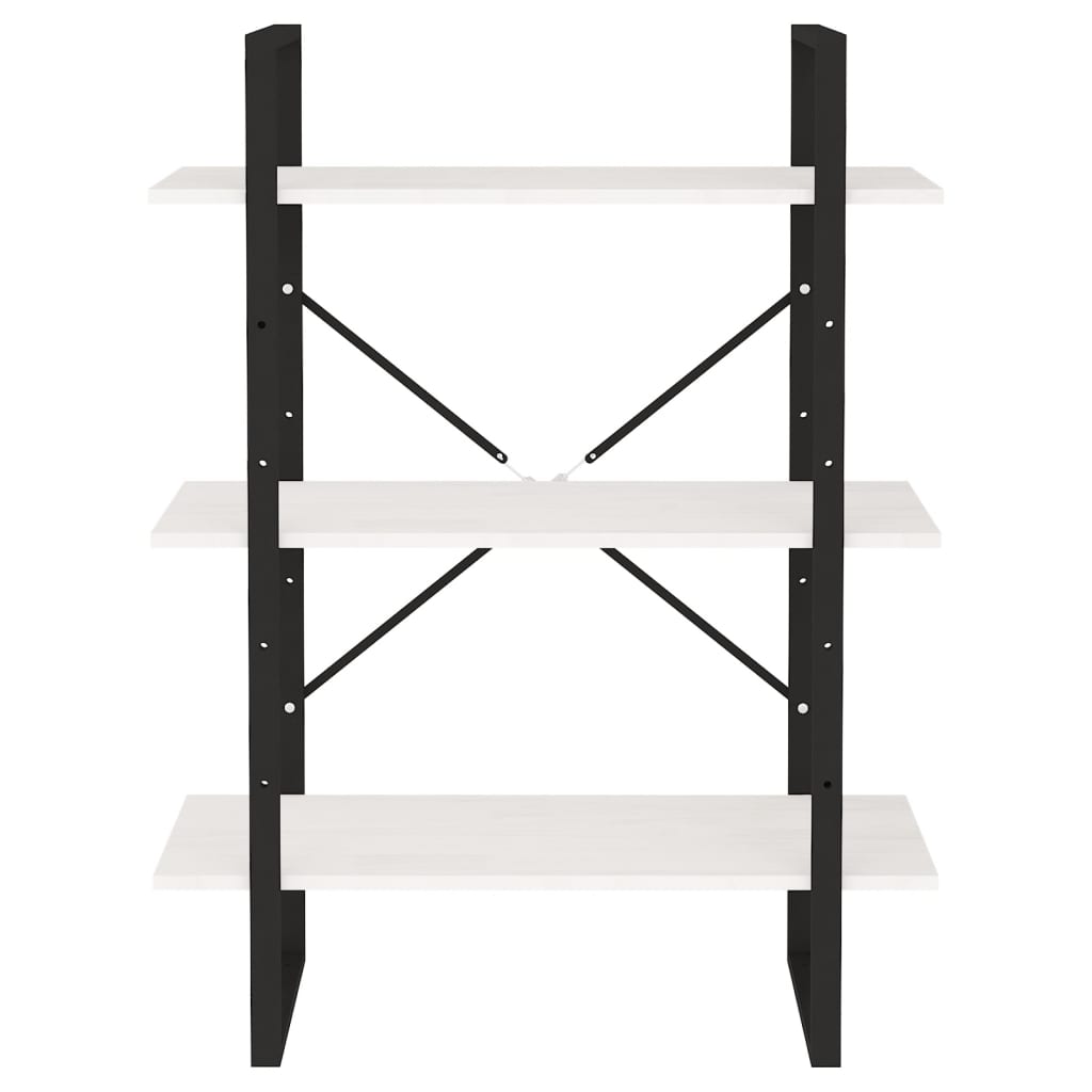 Libreria a 3 Ripiani Bianca 80x30x105 cm in Massello di Pino | homemem39