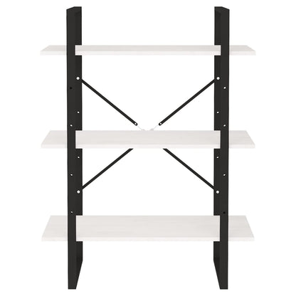 Libreria a 3 Ripiani Bianca 80x30x105 cm in Massello di Pino | homemem39