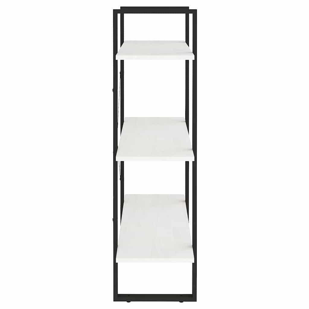 Libreria a 3 Ripiani Bianca 80x30x105 cm in Massello di Pino