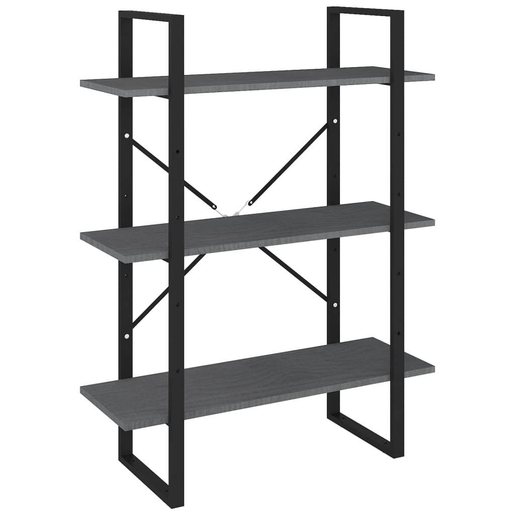 Libreria a 3 Ripiani Grigia 80x30x105 cm in Massello di Pino | homemem39