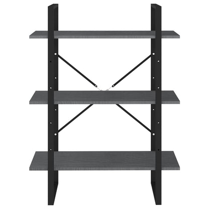 Libreria a 3 Ripiani Grigia 80x30x105 cm in Massello di Pino | homemem39