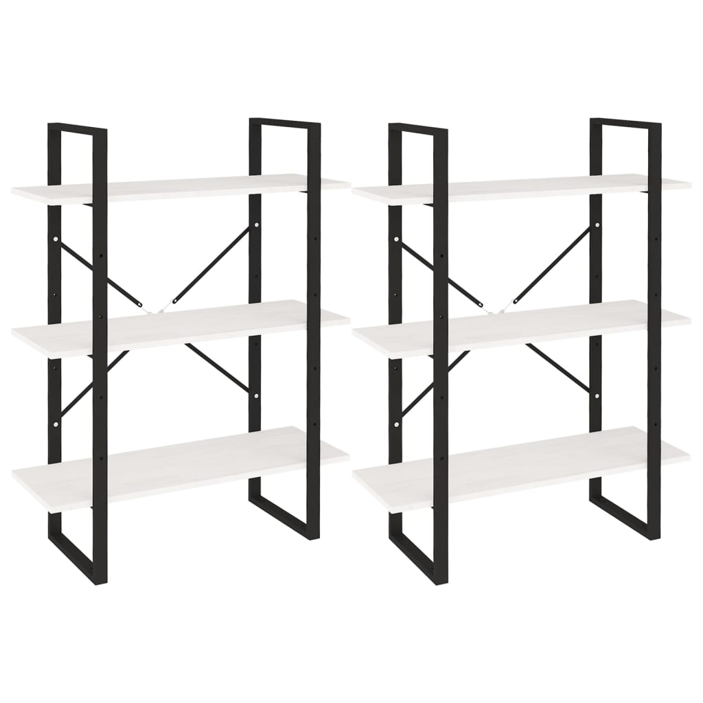 Scaffale Alto Bianco 80x30x210 cm in Legno Massello di Pino | homemem39