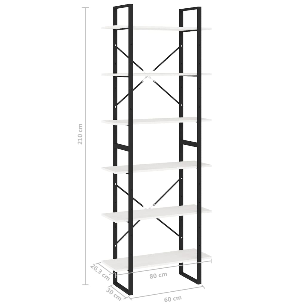Scaffale Alto Bianco 80x30x210 cm in Legno Massello di Pino | homemem39
