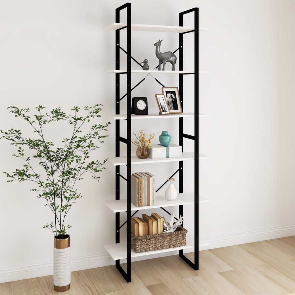 Scaffale Alto Bianco 80x30x210 cm in Legno Massello di Pino | homemem39