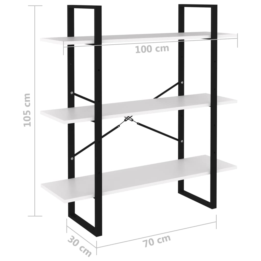 Libreria Bianca 100x30x105 cm in Legno Multistrato | homemem39