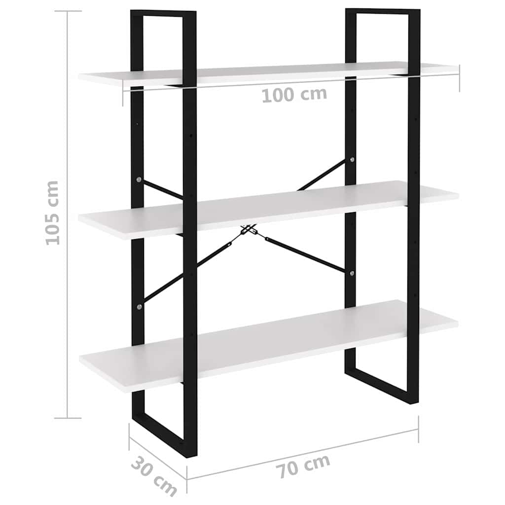 Libreria Bianca 100x30x105 cm in Legno Multistrato