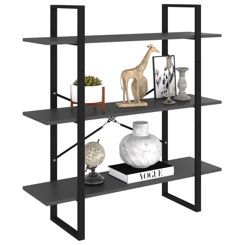 Libreria Grigia 100x30x105 cm in Legno Multistrato | homemem39