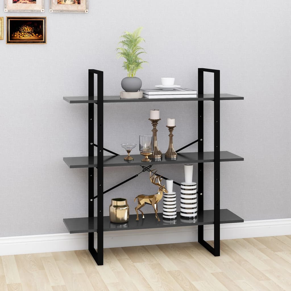 Libreria Grigia 100x30x105 cm in Legno Multistrato | homemem39