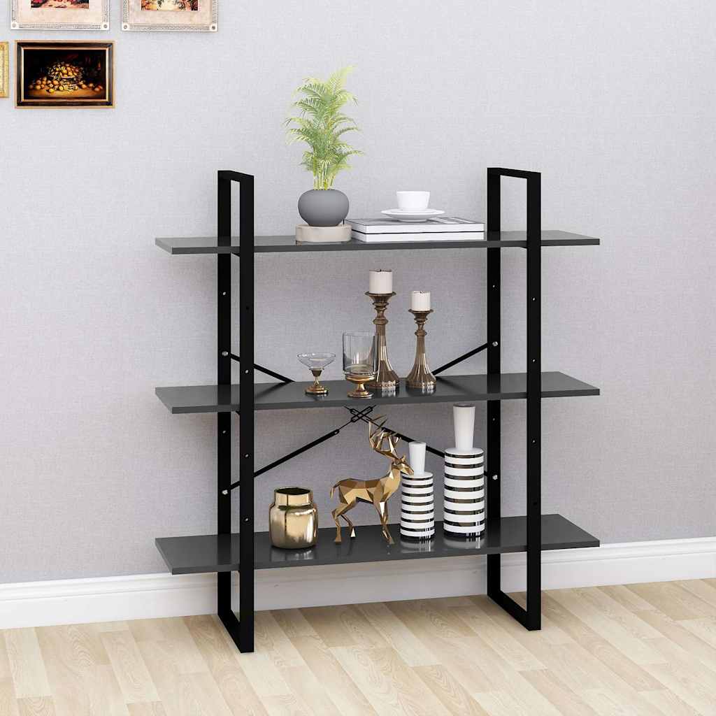 Libreria Grigia 100x30x105 cm in Legno Multistrato
