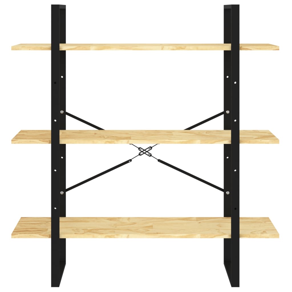 Libreria a 3 Ripiani 100x30x105 cm in Legno Massello di Pino | homemem39