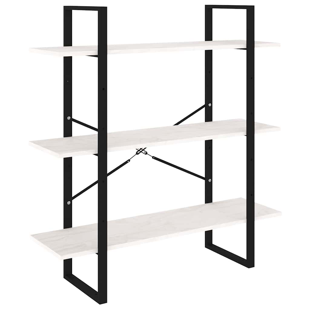 Libreria a 3 Ripiani Bianca 100x30x105 cm in Massello di Pino | homemem39