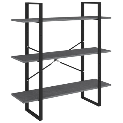 Libreria a 3 Ripiani Grigia 100x30x105 cm in Massello di Pino | homemem39
