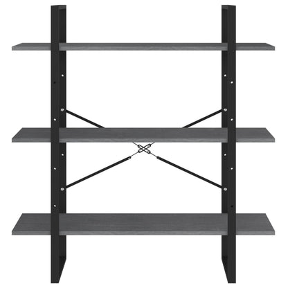 Libreria a 3 Ripiani Grigia 100x30x105 cm in Massello di Pino | homemem39