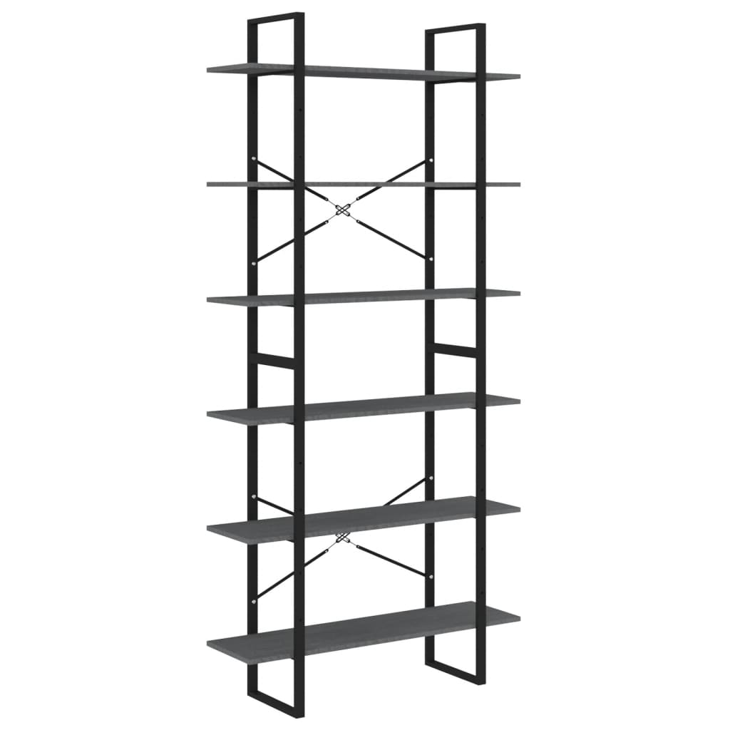 Scaffale Alto Grigio 100x30x210 cm in Legno Massello di Pino | homemem39