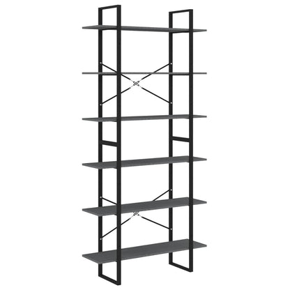 Scaffale Alto Grigio 100x30x210 cm in Legno Massello di Pino | homemem39