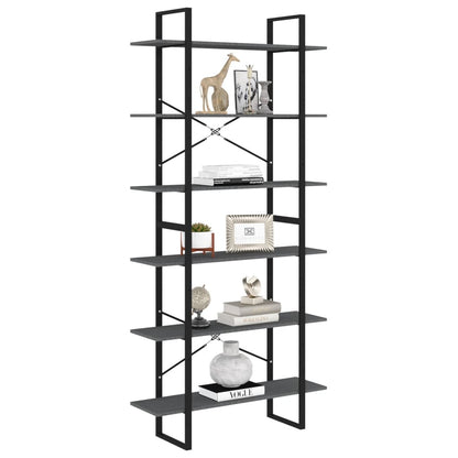 Scaffale Alto Grigio 100x30x210 cm in Legno Massello di Pino | homemem39