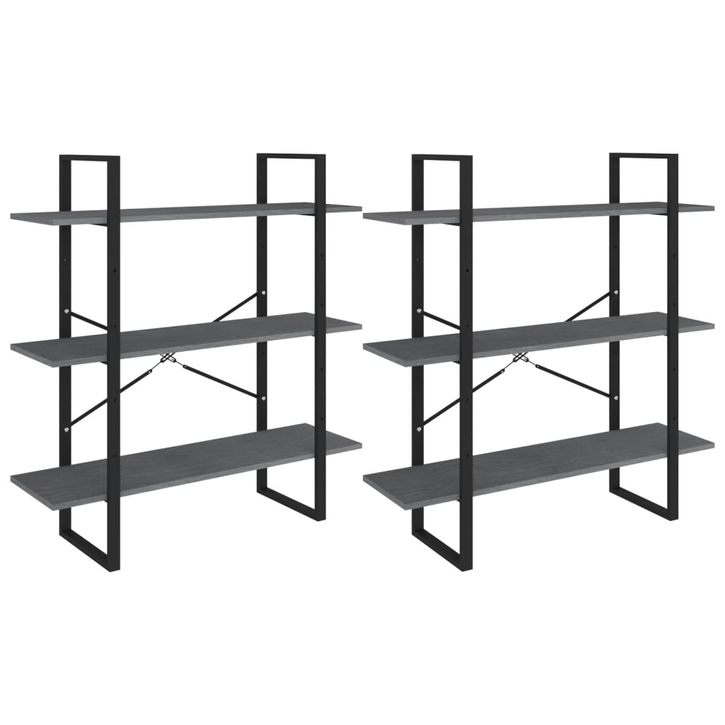Scaffale Alto Grigio 100x30x210 cm in Legno Massello di Pino | homemem39