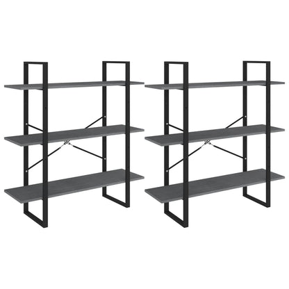 Scaffale Alto Grigio 100x30x210 cm in Legno Massello di Pino | homemem39