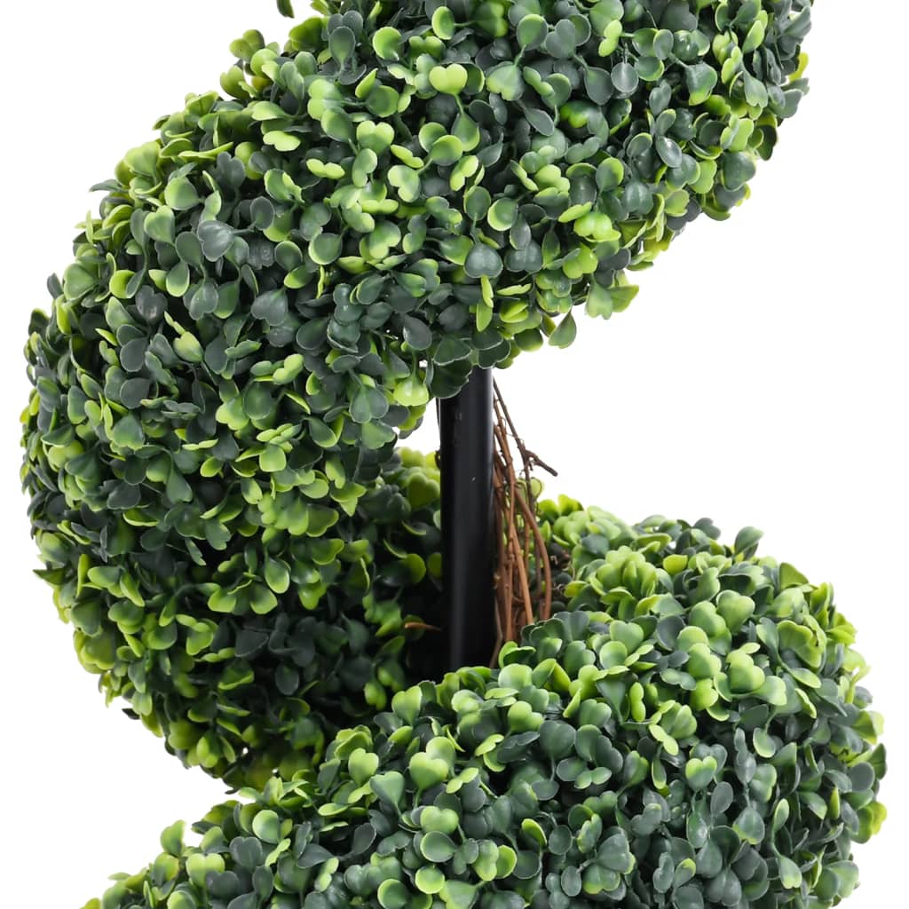 Pianta di Bosso Artificiale a Spirale con Vaso Verde 89 cm | homemem39