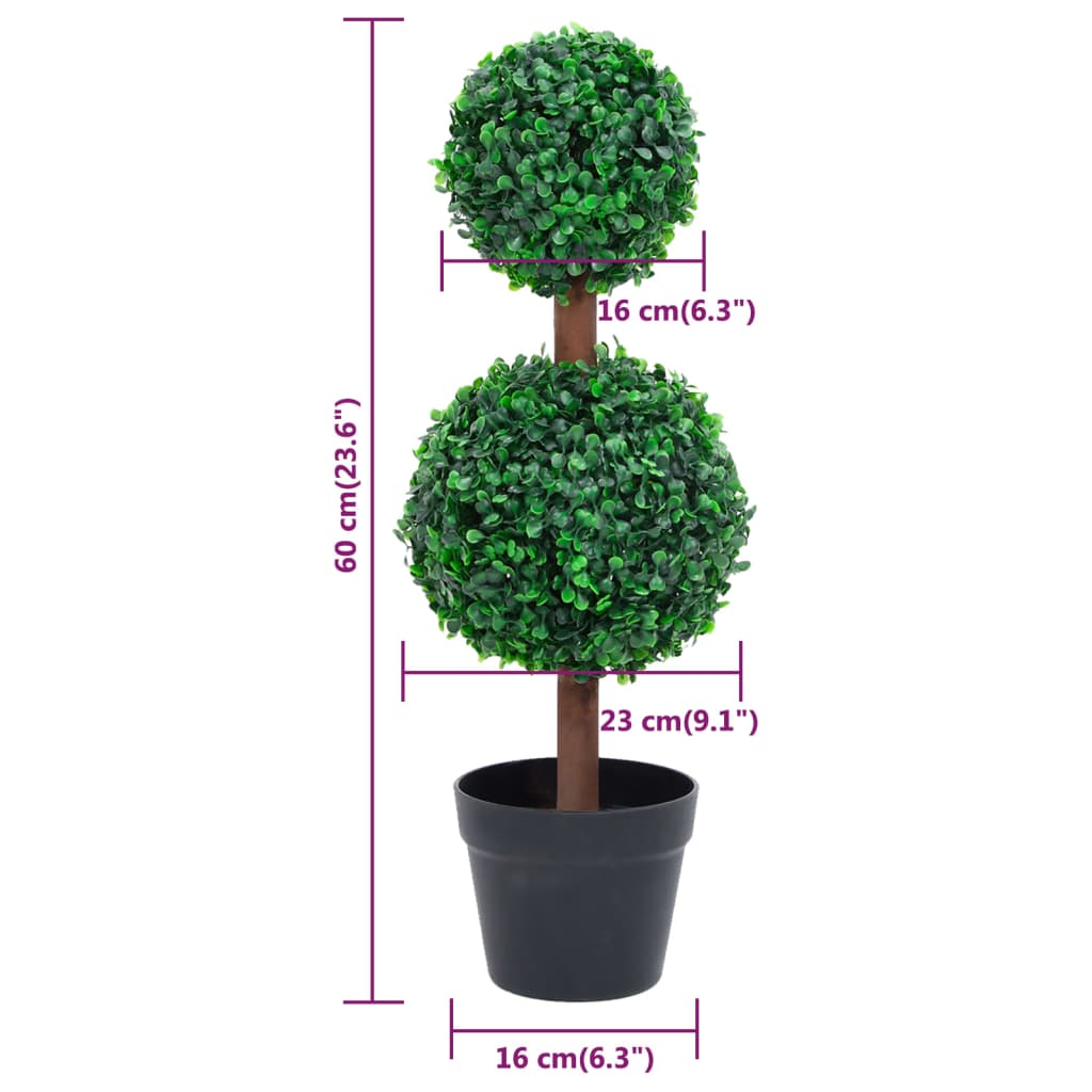 Pianta di Bosso Artificiale a Sfera con Vaso Verde 60 cm | homemem39