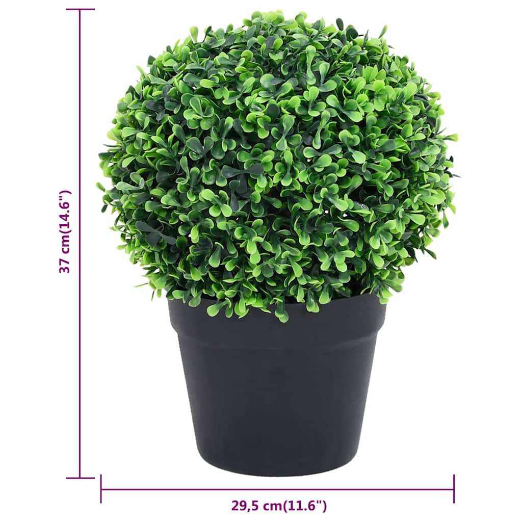 Piante di Bosso Artificiale 2 pz a Sfera con Vaso Verde 37 cm | homemem39