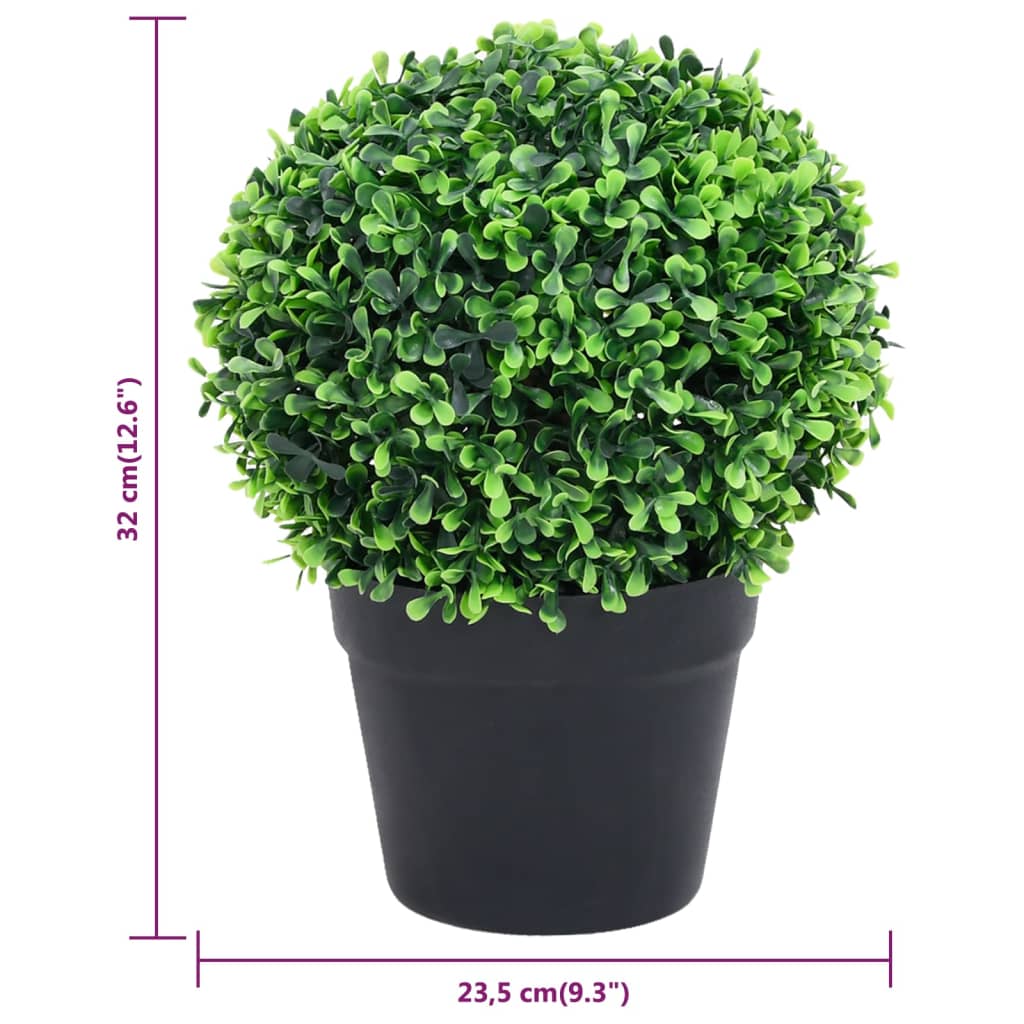Piante di Bosso Artificiale 2 pz a Sfera con Vaso Verde 32 cm | homemem39
