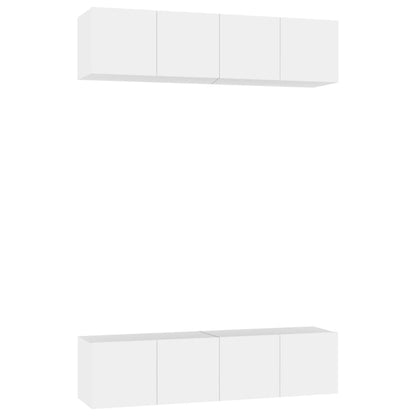 Mobili Porta TV 4 pz Bianchi 60x30x30 cm in Legno Multistrato