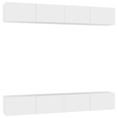 Mobili Porta TV 4 pz Bianchi 100x30x30 cm in Legno Multistrato - homemem39
