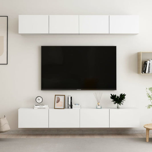 Mobili Porta TV 4 pz Bianchi 100x30x30 cm in Legno Multistrato - homemem39