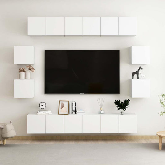 Set Mobili Porta TV 10 pz Bianco in Legno Multistrato | homemem39