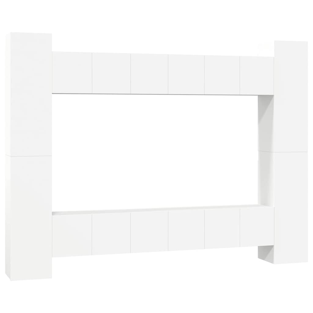Set Mobili Porta TV 10 pz Bianco in Legno Multistrato