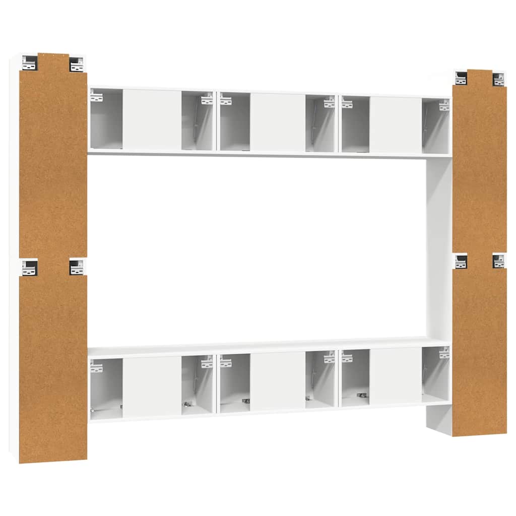 Set Mobili Porta TV 10 pz Bianco in Legno Multistrato