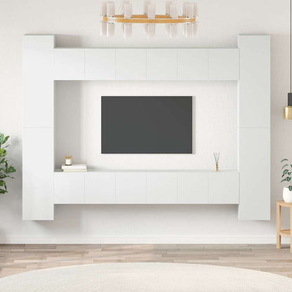 Set Mobili Porta TV 10 pz Bianco in Legno Multistrato