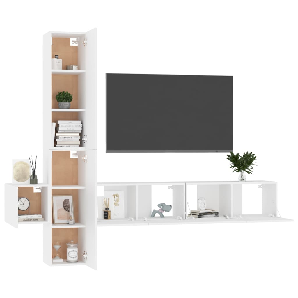 Set di Mobili Porta TV 5 pz Bianco in Legno Multistrato - homemem39