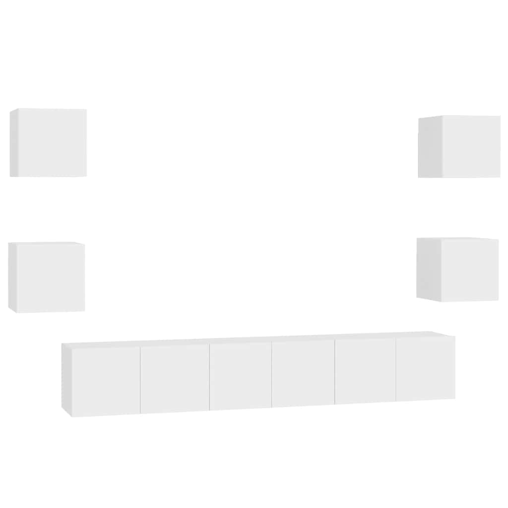 Set di Mobili Porta TV 7 pz Bianco in Legno Multistrato