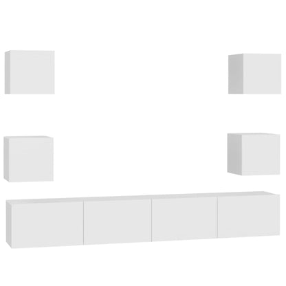 Set Mobili Porta TV 6 pz Bianco in Legno Multistrato | homemem39
