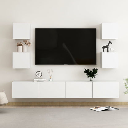 Set Mobili Porta TV 6 pz Bianco in Legno Multistrato | homemem39