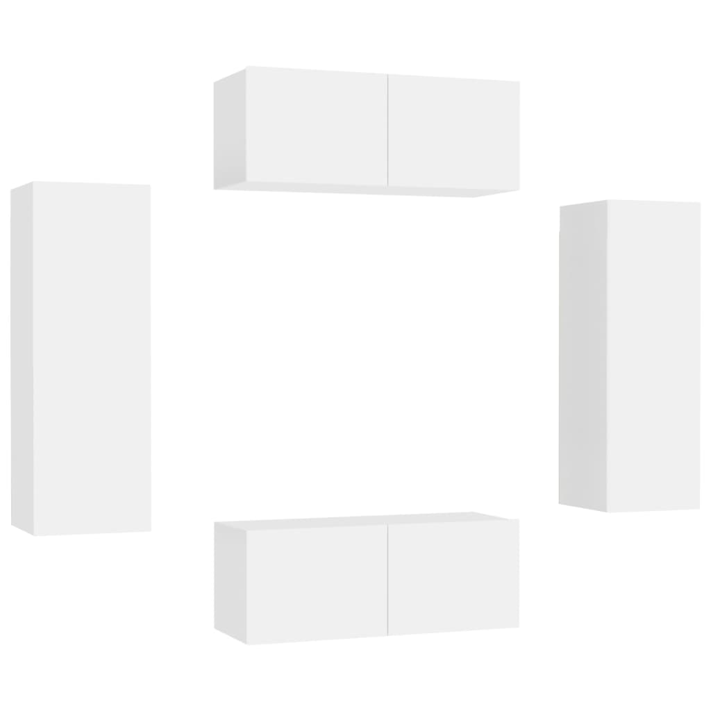 Set Mobili Porta TV 4 pz Bianco in Legno Multistrato - homemem39