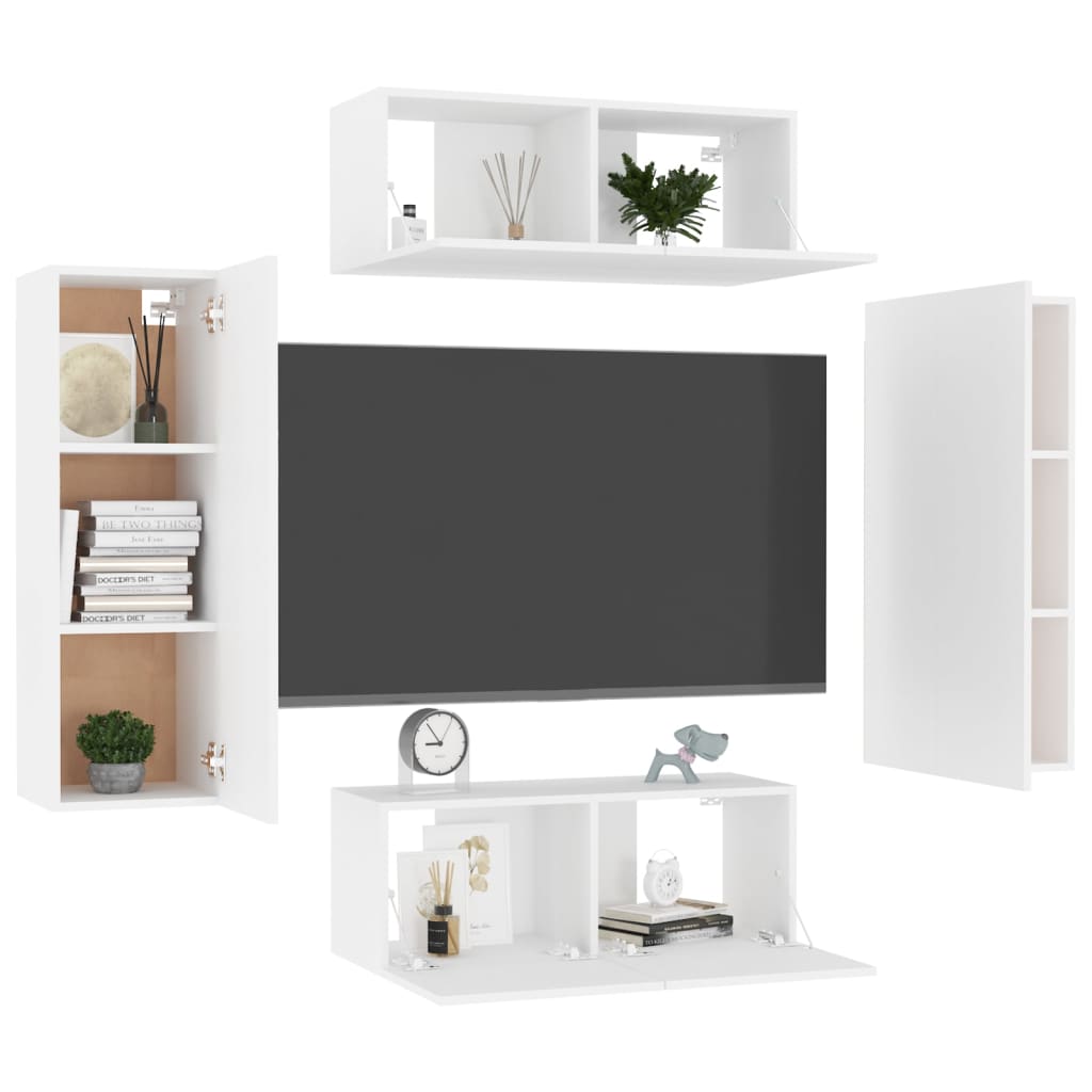 Set Mobili Porta TV 4 pz Bianco in Legno Multistrato - homemem39